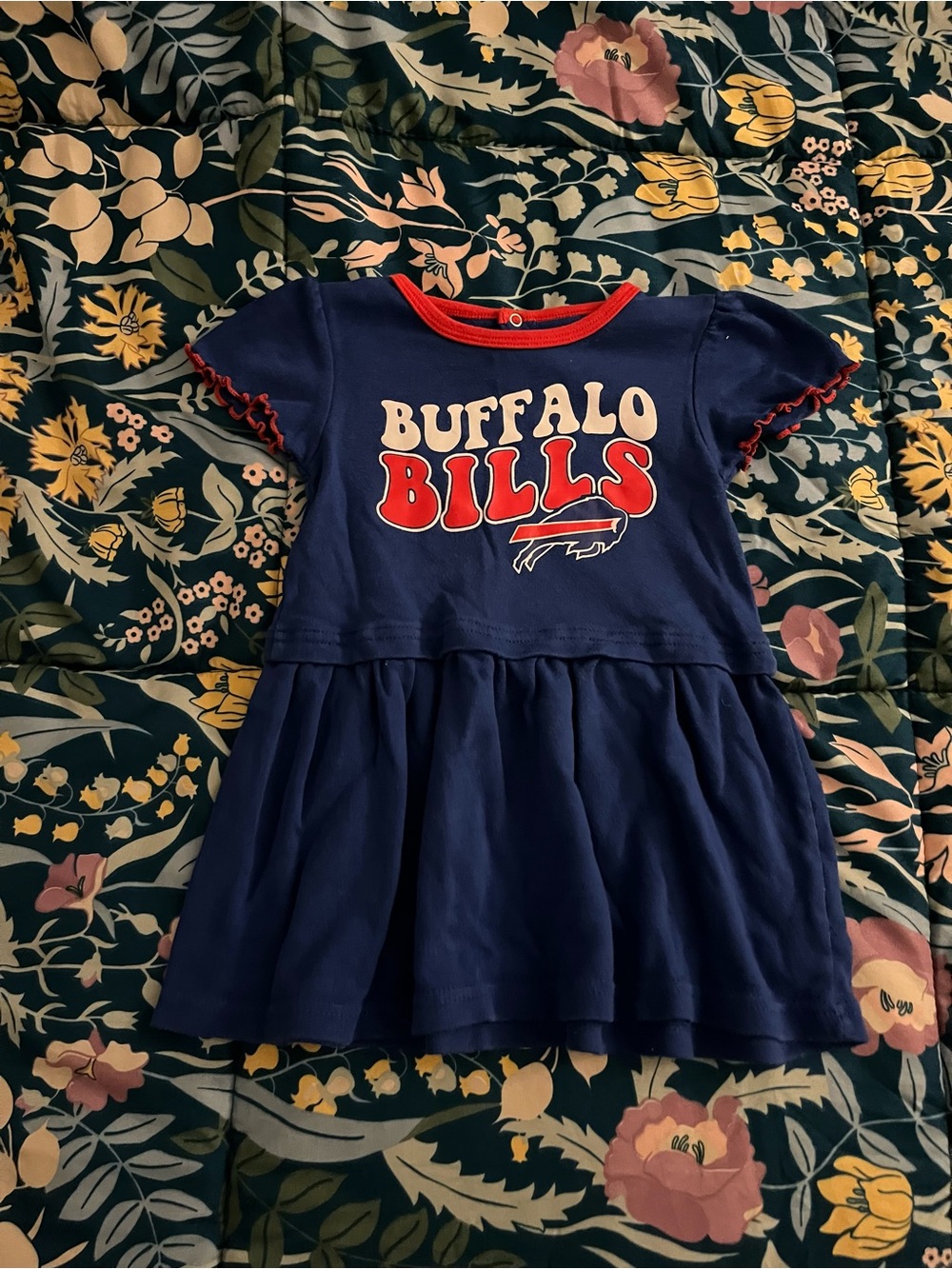 NFL Buffalo Bills Navy Blue Girls' Team Dress with Red Trim Size 2T